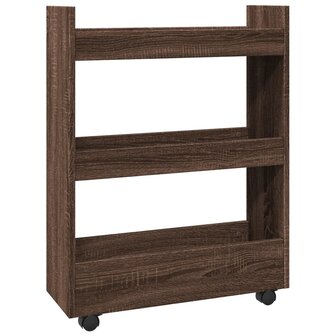 Opbergtrolley smal 3-laags bewerkt hout bruin eikenkleurig 2