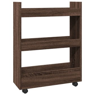 Opbergtrolley smal 3-laags bewerkt hout bruin eikenkleurig 6