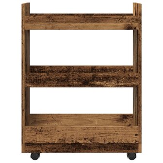 Opbergtrolley smal 3-laags bewerkt hout oud houtkleurig 4