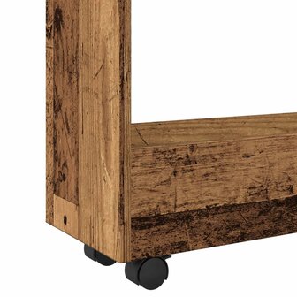 Opbergtrolley smal 3-laags bewerkt hout oud houtkleurig 7