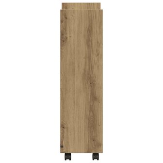 Opbergtrolley smal 3-laags bewerkt hout artisanaal eikenkleurig 5