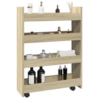 Opbergtrolley smal 4-laags bewerkt hout sonoma eikenkleurig 1