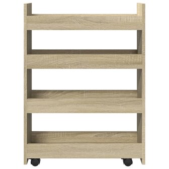Opbergtrolley smal 4-laags bewerkt hout sonoma eikenkleurig 4