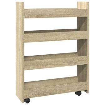 Opbergtrolley smal 4-laags bewerkt hout sonoma eikenkleurig 6