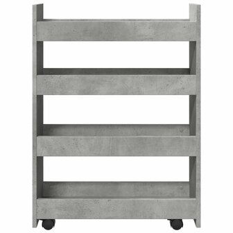 Opbergtrolley smal 4-laags bewerkt hout betongrijs 4
