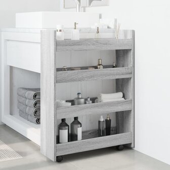 Opbergtrolley smal 4-laags bewerkt hout grijs sonoma eiken 3