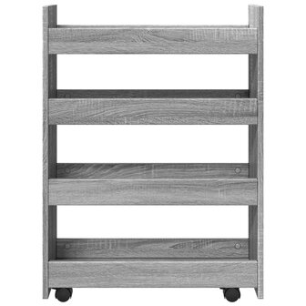 Opbergtrolley smal 4-laags bewerkt hout grijs sonoma eiken 4