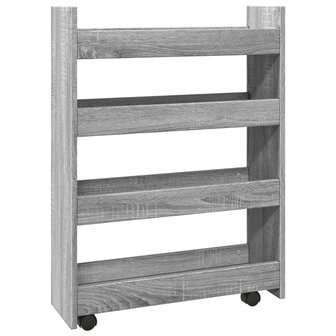 Opbergtrolley smal 4-laags bewerkt hout grijs sonoma eiken 6