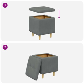 Opslag ottoman met kussen Donkergrijs 40 x 40 x 45 cm Stof 9