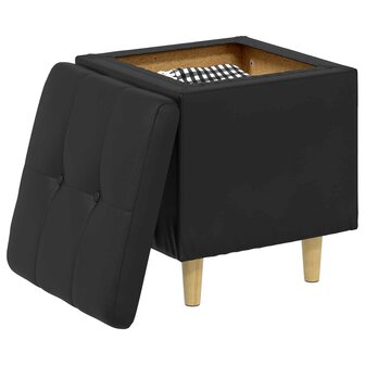 Opslag ottoman met kussen Zwart 40 x 40 x 45 cm Kunstleer 3