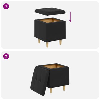 Opslag ottoman met kussen Zwart 40 x 40 x 45 cm Kunstleer 9