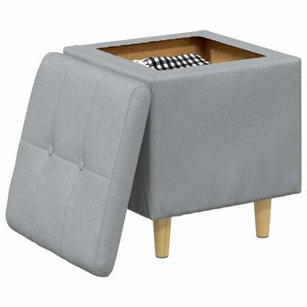 Poef met Opbergruimte Lichtgrijs 40 x 40 x 45 cm Stof 3