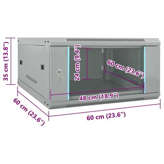 Netwerkkast met opslag Grijs 60 x 60 x 35 cm Staal 9