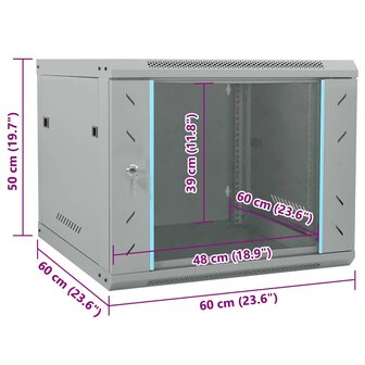 Netwerkkast met opslag Grijs 60 x 60 x 50 cm Staal 9