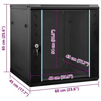 Netwerkkast met opslag Zwart 60 x 45 x 65 cm Staal 9