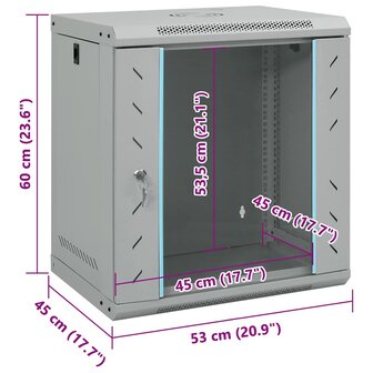 Netwerkkast met opslag Grijs 53 x 45 x 60 cm Staal 9
