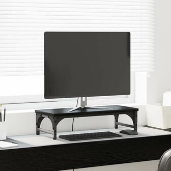 MonitorstandaardZwart Eiken 55 x 23 x 14 cm Bewerkt hout 1