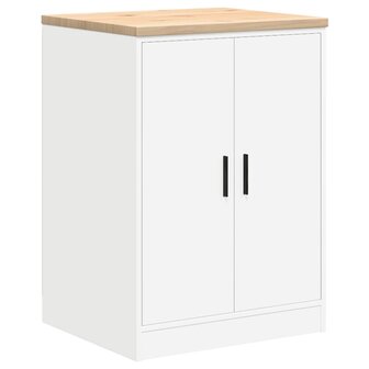 Garagekast 60x51x85 cm massief grenenhout wit 2