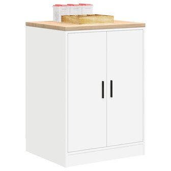 Garagekast 60x51x85 cm massief grenenhout wit 4