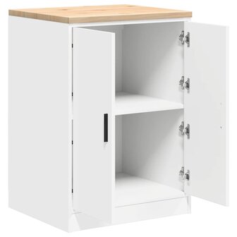 Garagekast 60x51x85 cm massief grenenhout wit 5