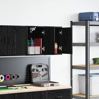 Garage wandkasten 2 st spaanplaat zwart 1