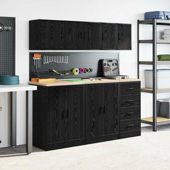 Garage wandkasten 2 st spaanplaat zwart 4