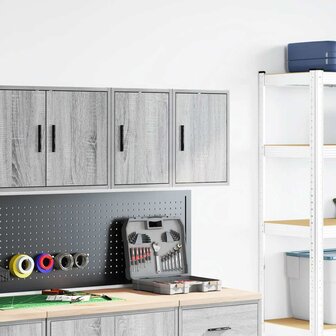 Garage wandkasten 2 st spaanplaat Sonoma grijs 3