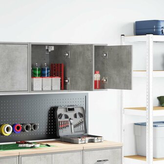 Garage wandkasten 2 st bewerkt hout betongrijs 2