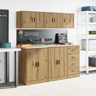 Garage wandkast bewerkt hout ambachtelijk eiken 4