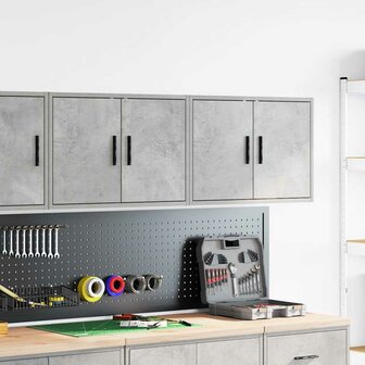 Garage wandkasten 2 st bewerkt hout betongrijs 3