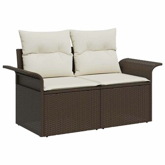 Bankstel met kussen 5 pcs Bruin poly rattan 5