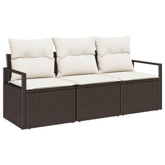 Bankstel 3 pcs Bruin poly rattan 2