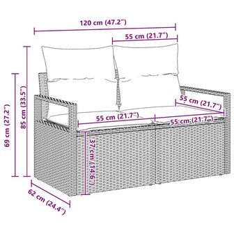 Bankstel 3 pcs Bruin poly rattan 7