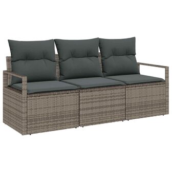 Bankstel 3 pcs Grijs poly rattan 2