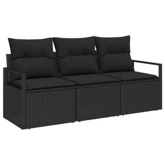 Bankstel 3 pcs Zwart poly rattan 2