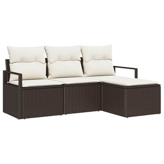 Bankstel 4 pcs Bruin poly rattan 2