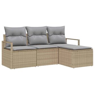 Bankstel 4 pcs Beige poly rattan 2