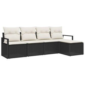Bankstel 5 pcs Zwart poly rattan 2