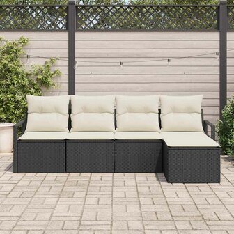 Bankstel 5 pcs Zwart poly rattan 3