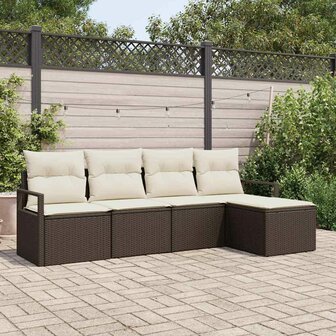 Bankstel 5 pcs Bruin poly rattan 1