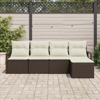 Bankstel 5 pcs Bruin poly rattan 3