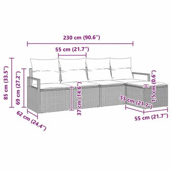 Bankstel 5 pcs Bruin poly rattan 8