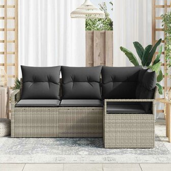 Bankstel 4 pcs Lichtgrijs poly rattan 3