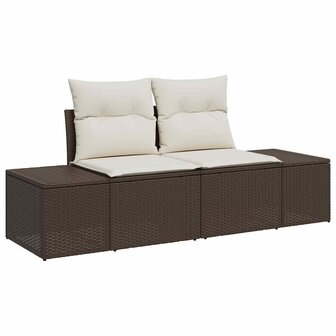 Bankstel met kussen 3 pcs Bruin poly rattan 4