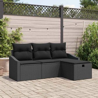 Bankstel met kussen 4 pcs poly rattan 1