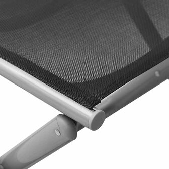 Voetensteun inklapbaar textileen en aluminium zwart zilverkleur 6