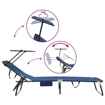 Opvouwbare zonnebed Blauw 190 x 57 x 81 cm oxford 8