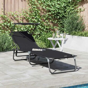 Opvouwbare zonnebed Zwart 190 x 57 x 81 cm oxford 1