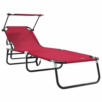 Opvouwbare zonnebed Rood 190 x 57 x 81 cm oxford 2
