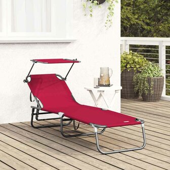Opvouwbare zonnebed Rood 190 x 57 x 81 cm oxford 3